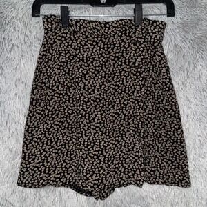 Vintage Ellen Ashley Black Beige‎ Floral Mini Skirt Size 4